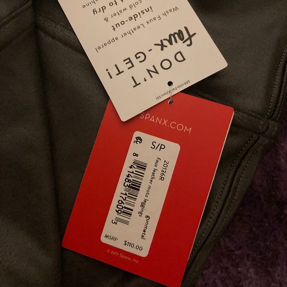 NWT Brand New Spanx Faux Leather Moto Leggings in Gunmetal Grey Size Small - Picture 4 of 4